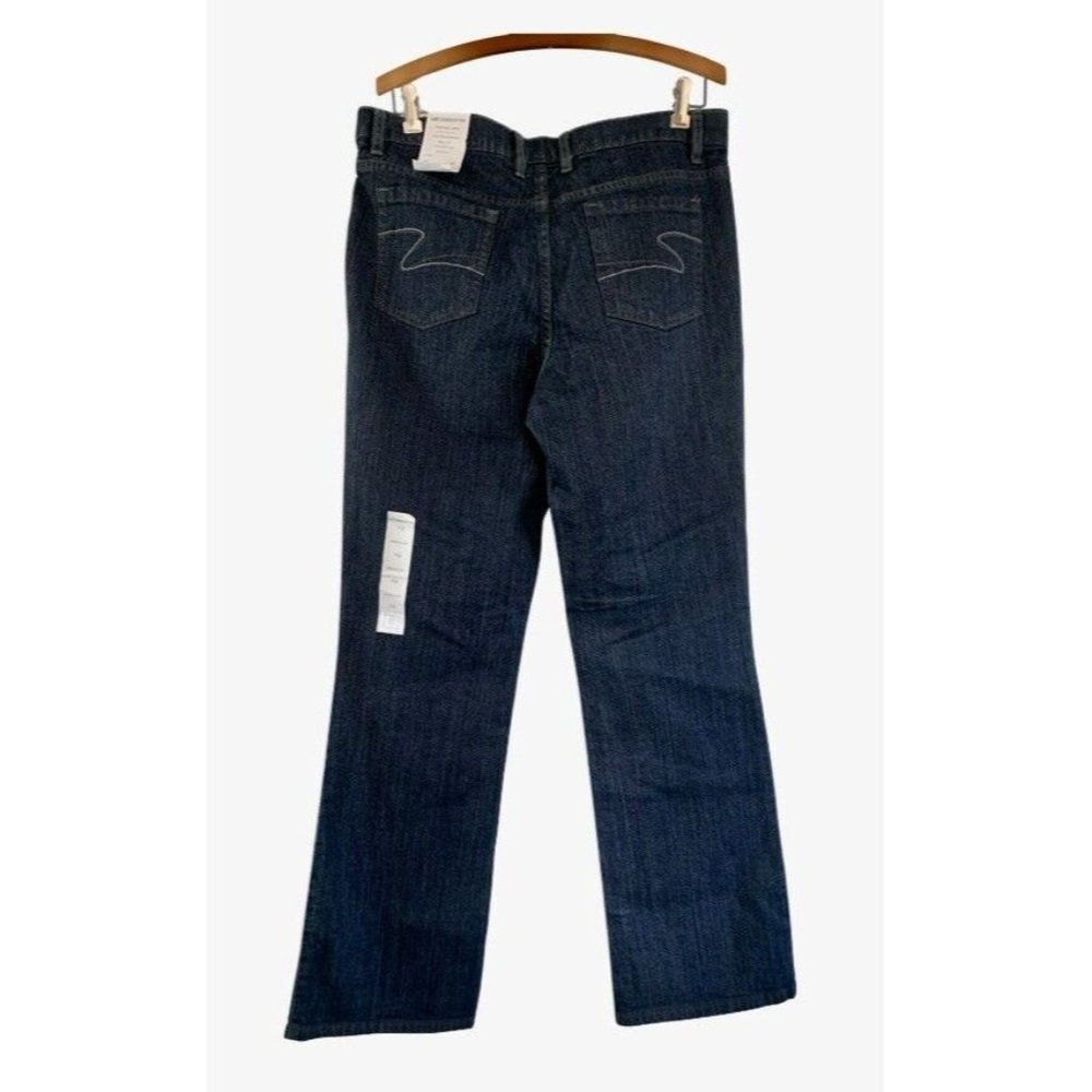 Liz Claiborne Abyss Dark Wash Chelsea Stretch Mid Rise Straight Leg Jean Size 12